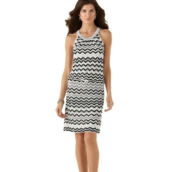 White House Black Market Black and White Chevron Dress - Picture 3 of 3